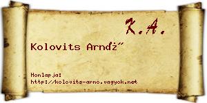 Kolovits Arnó névjegykártya
